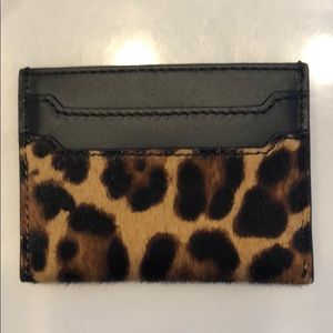 J. Crew calf hair leopard print card holder